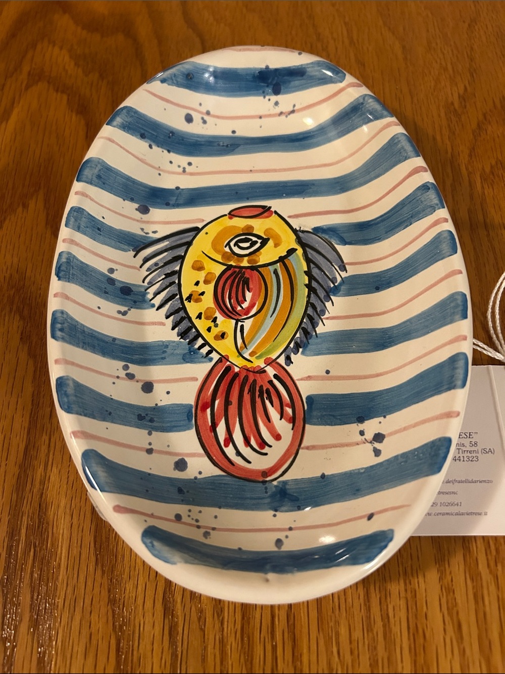 NWT La Vietrese Oval Dish with Colorful Fish Handmade in Italy